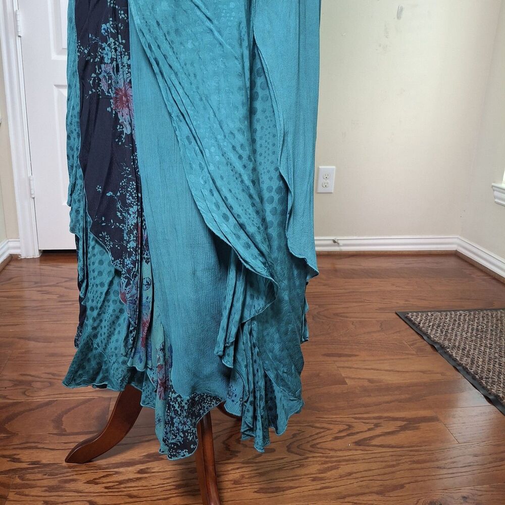 Tienda Ho Lagenlook Skirt Kimono Jacket 2PC Set Patchwork Ruffle Witchy Boho XL - Picture 8 of 16
